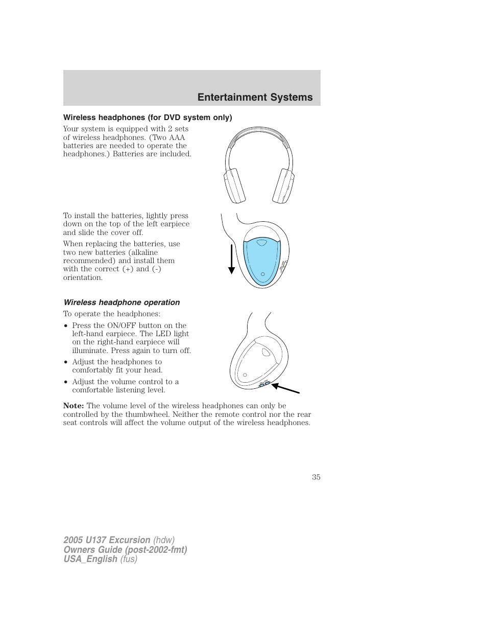 Entertainment systems | FORD 2005 Excursion v.2 User Manual | Page 35 / 280