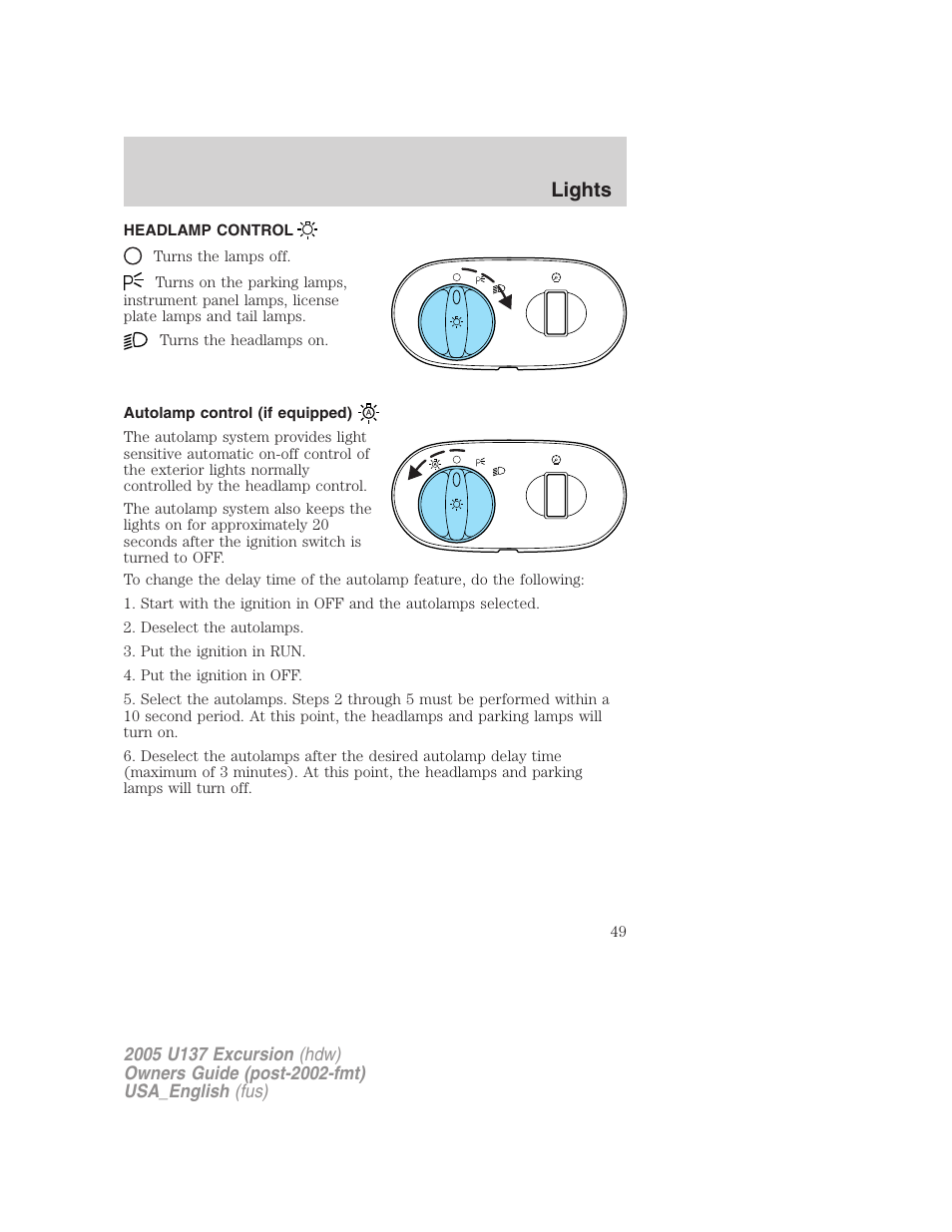 Lights | FORD 2005 Excursion v.2 User Manual | Page 49 / 280