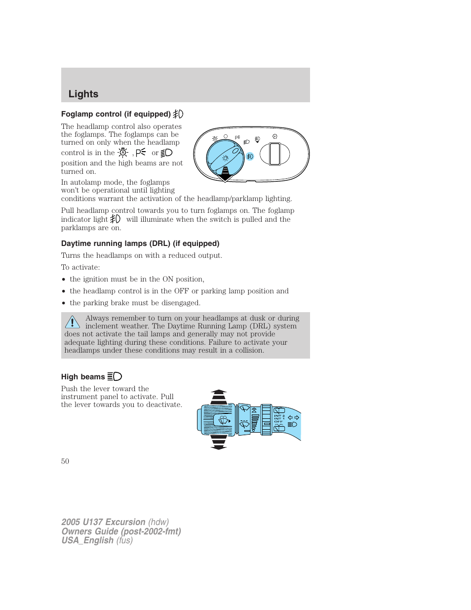 Lights | FORD 2005 Excursion v.2 User Manual | Page 50 / 280