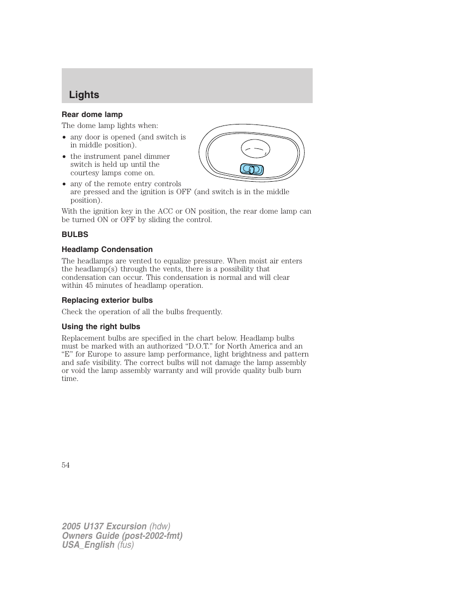 Lights | FORD 2005 Excursion v.2 User Manual | Page 54 / 280