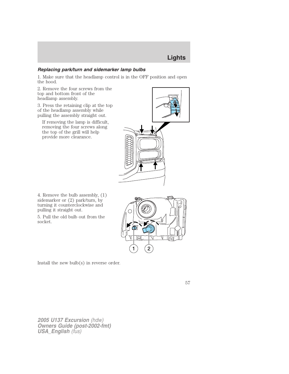 Lights | FORD 2005 Excursion v.2 User Manual | Page 57 / 280