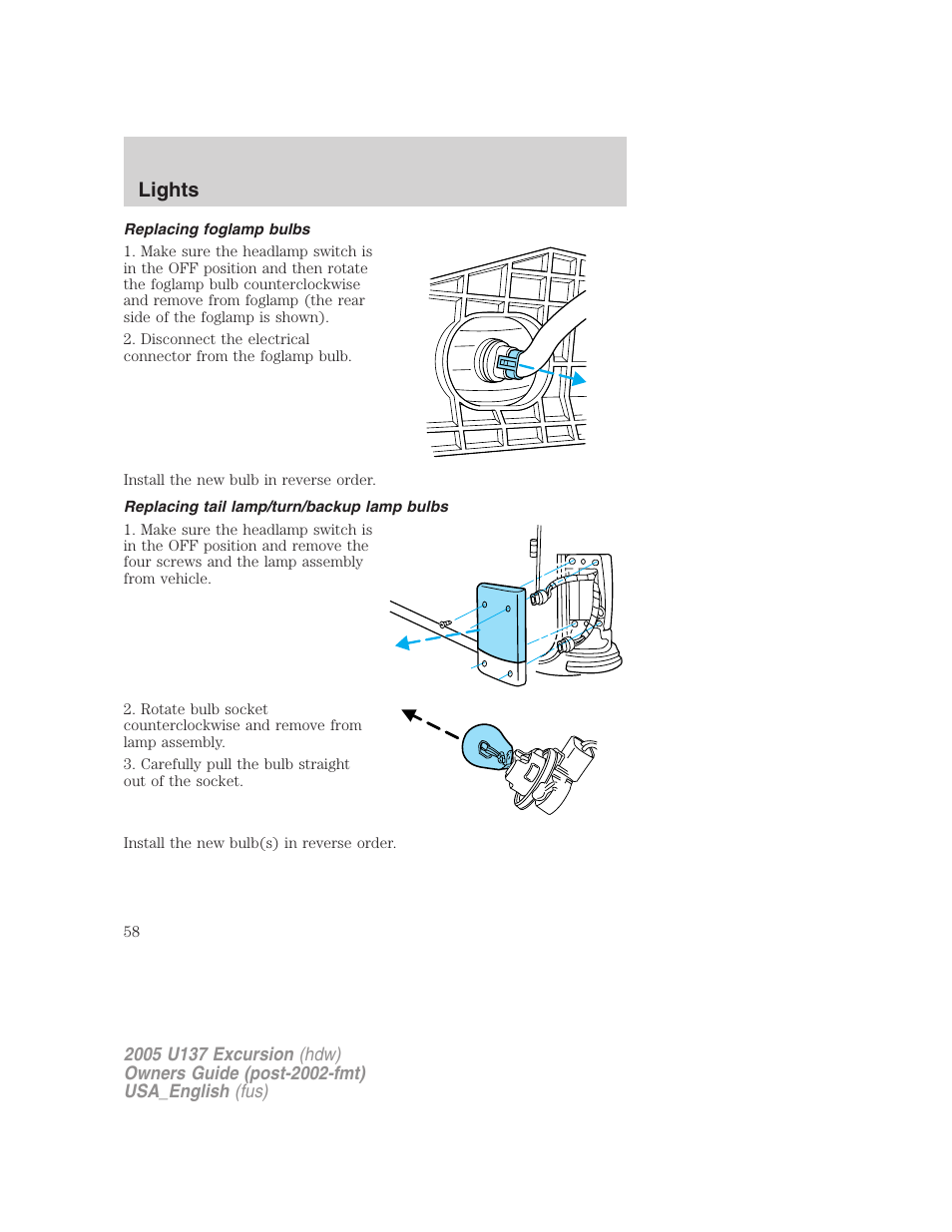 Lights | FORD 2005 Excursion v.2 User Manual | Page 58 / 280