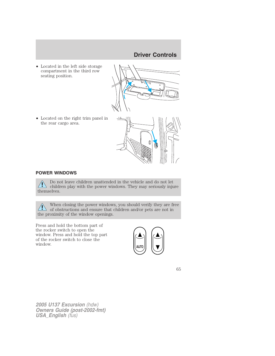 Driver controls | FORD 2005 Excursion v.2 User Manual | Page 65 / 280