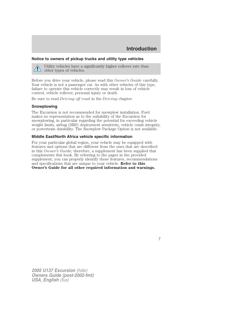 Introduction | FORD 2005 Excursion v.2 User Manual | Page 7 / 280