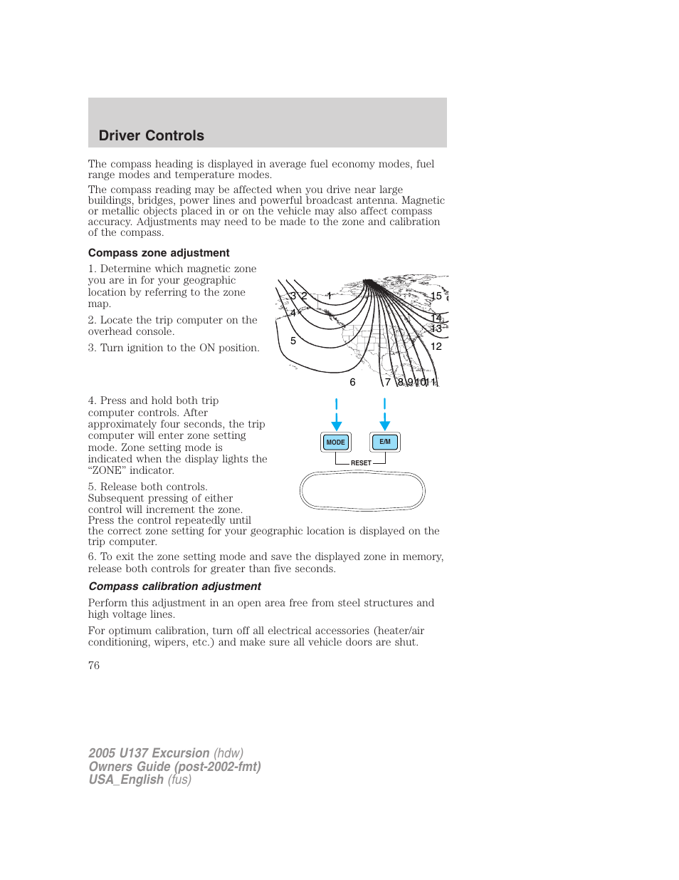 Driver controls | FORD 2005 Excursion v.2 User Manual | Page 76 / 280