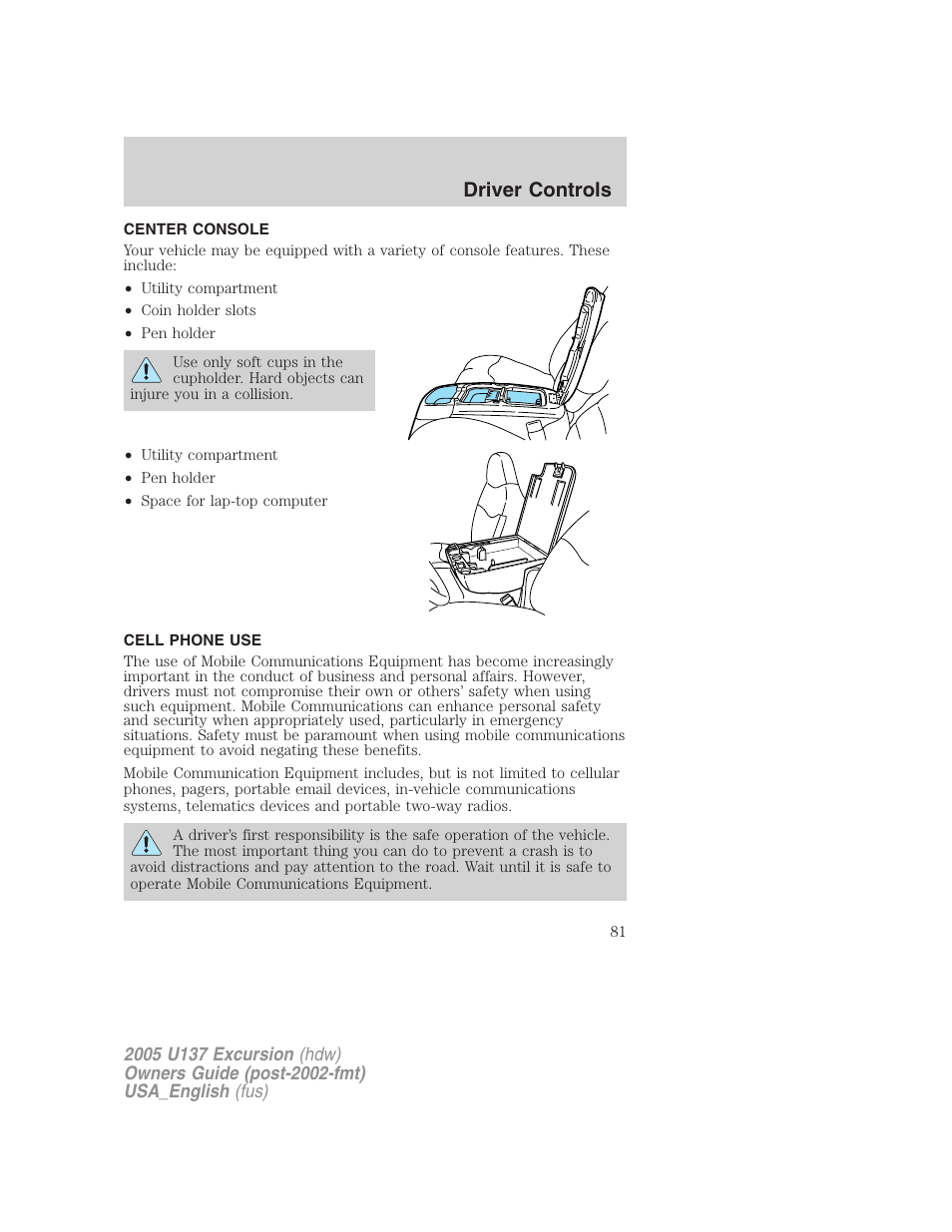 Driver controls | FORD 2005 Excursion v.2 User Manual | Page 81 / 280