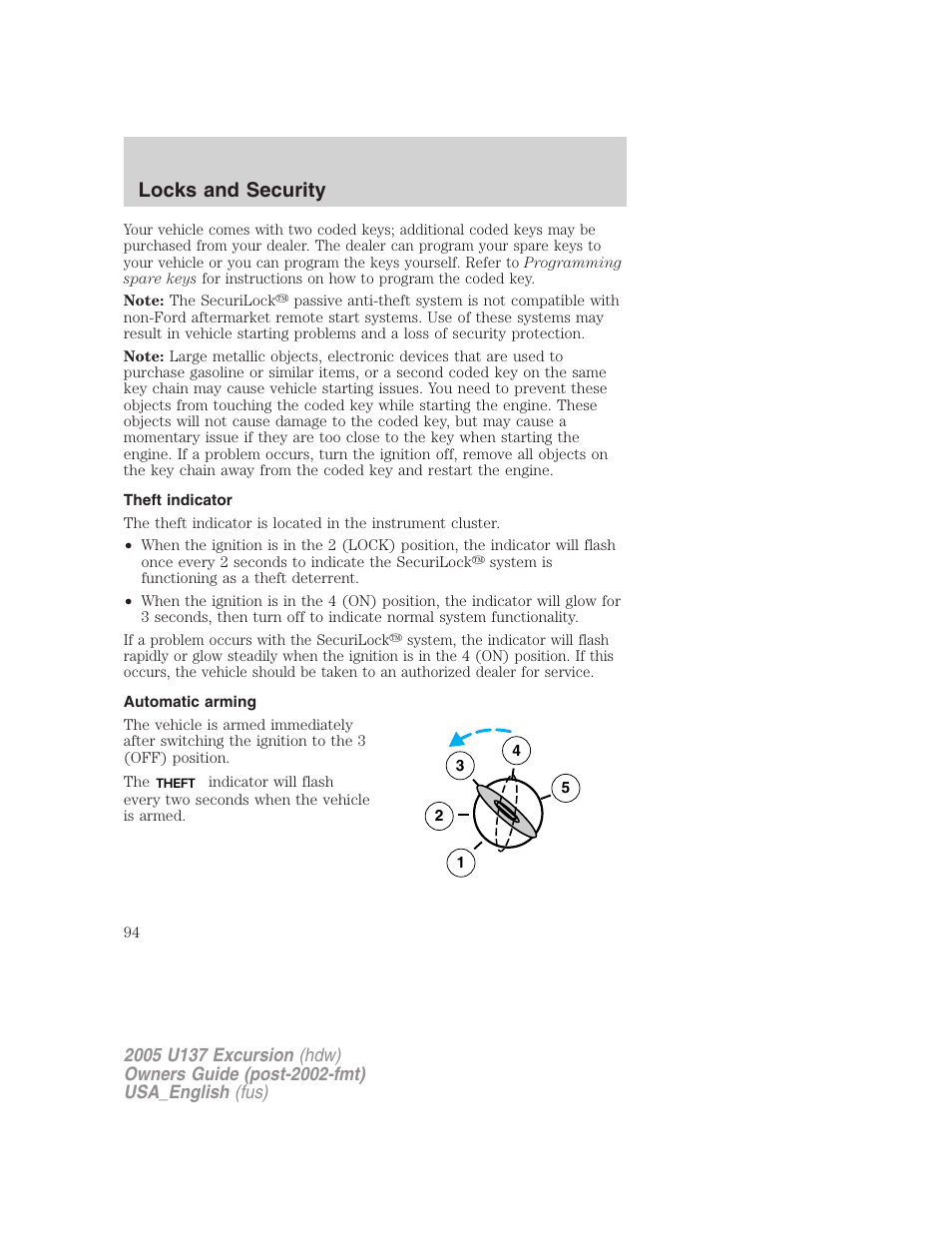 Locks and security | FORD 2005 Excursion v.2 User Manual | Page 94 / 280