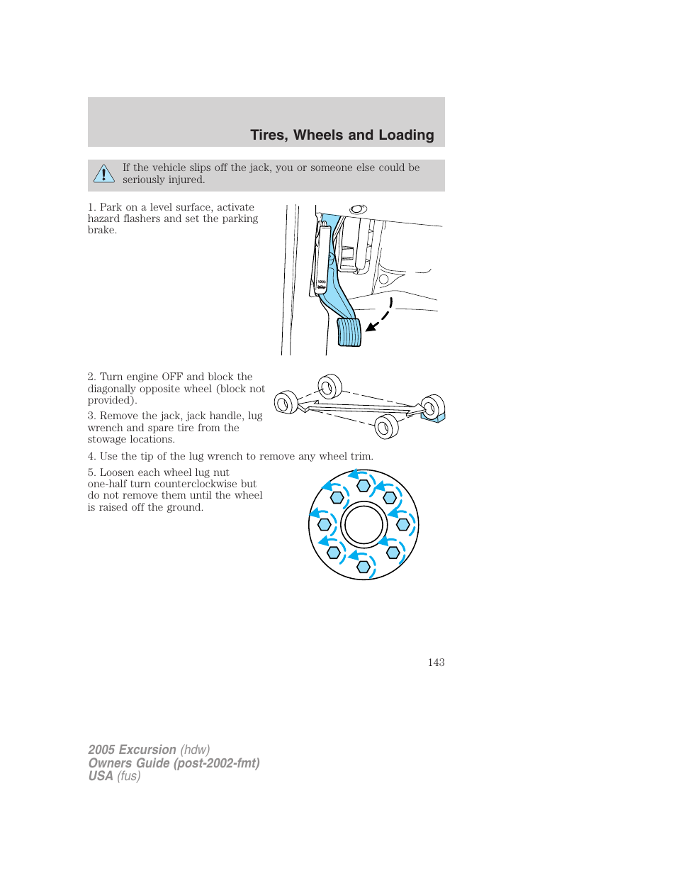 Tires, wheels and loading | FORD 2005 Excursion v.3 User Manual | Page 143 / 280