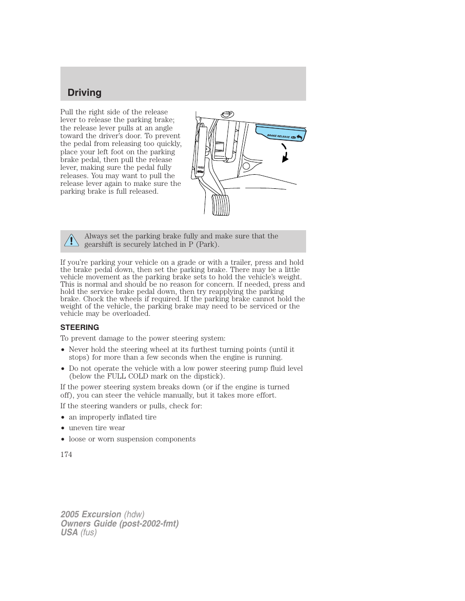 Steering, Driving | FORD 2005 Excursion v.3 User Manual | Page 174 / 280