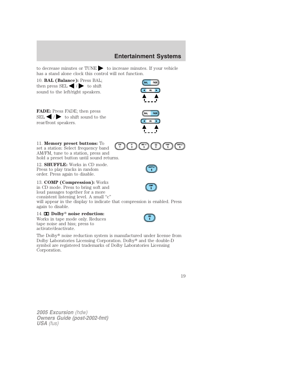 Entertainment systems | FORD 2005 Excursion v.3 User Manual | Page 19 / 280