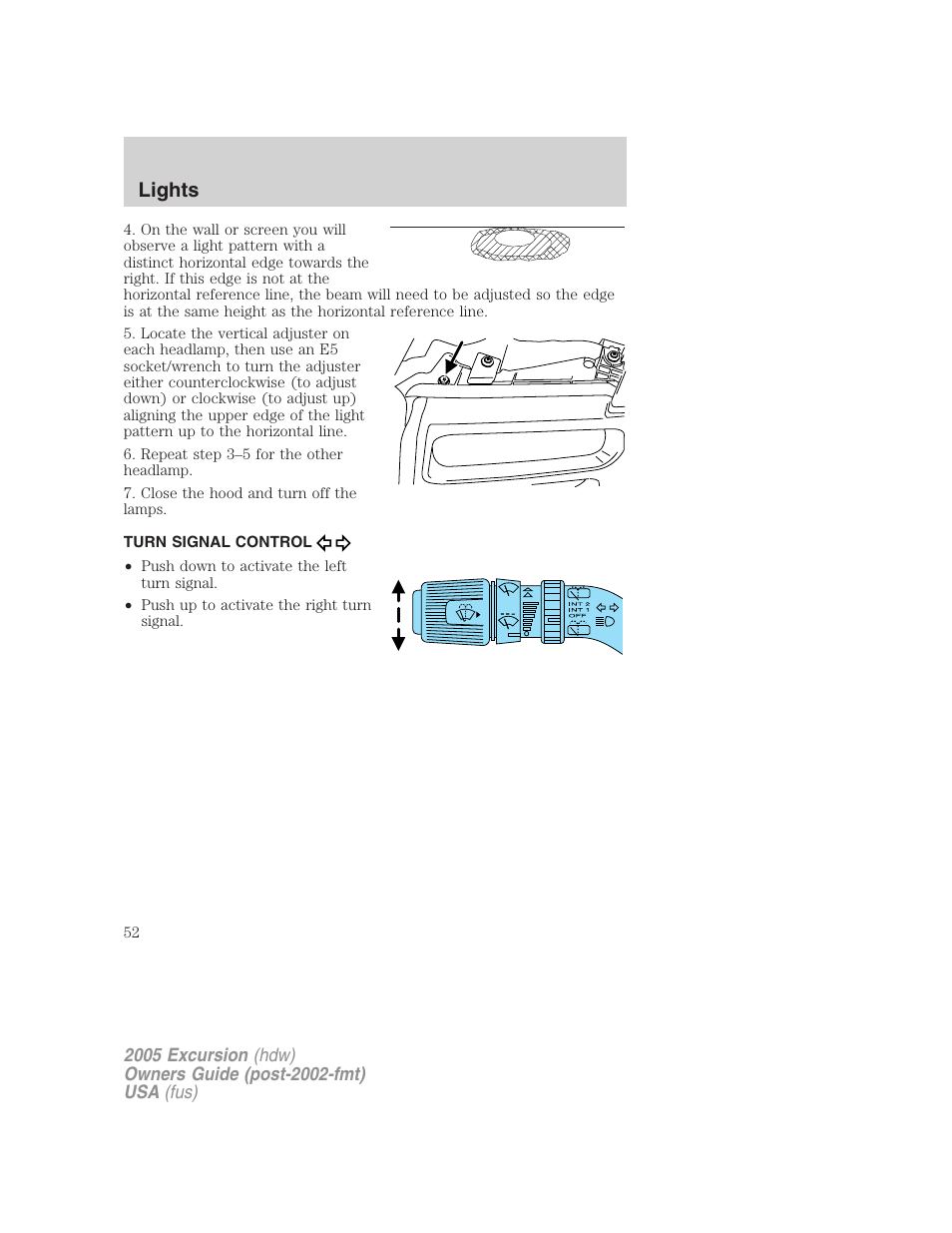 Turn signal control, Lights | FORD 2005 Excursion v.3 User Manual | Page 52 / 280
