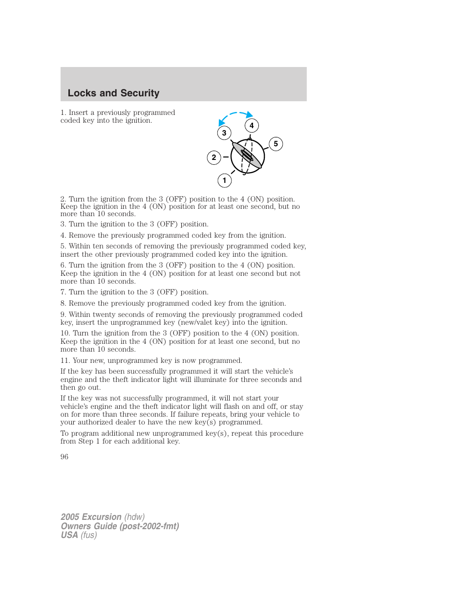 Locks and security | FORD 2005 Excursion v.3 User Manual | Page 96 / 280