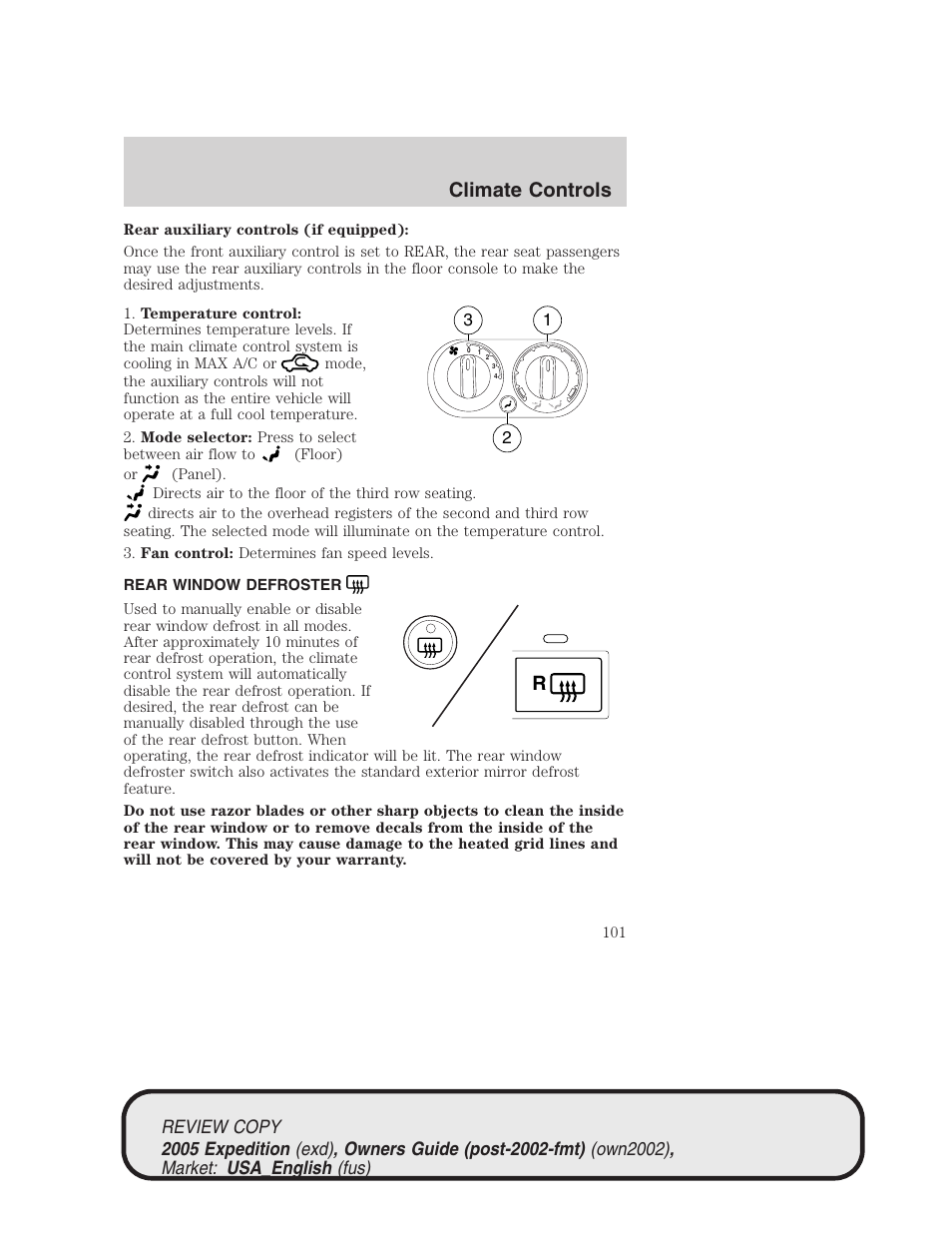 Climate controls | FORD 2005 Expedition v.1 User Manual | Page 101 / 368