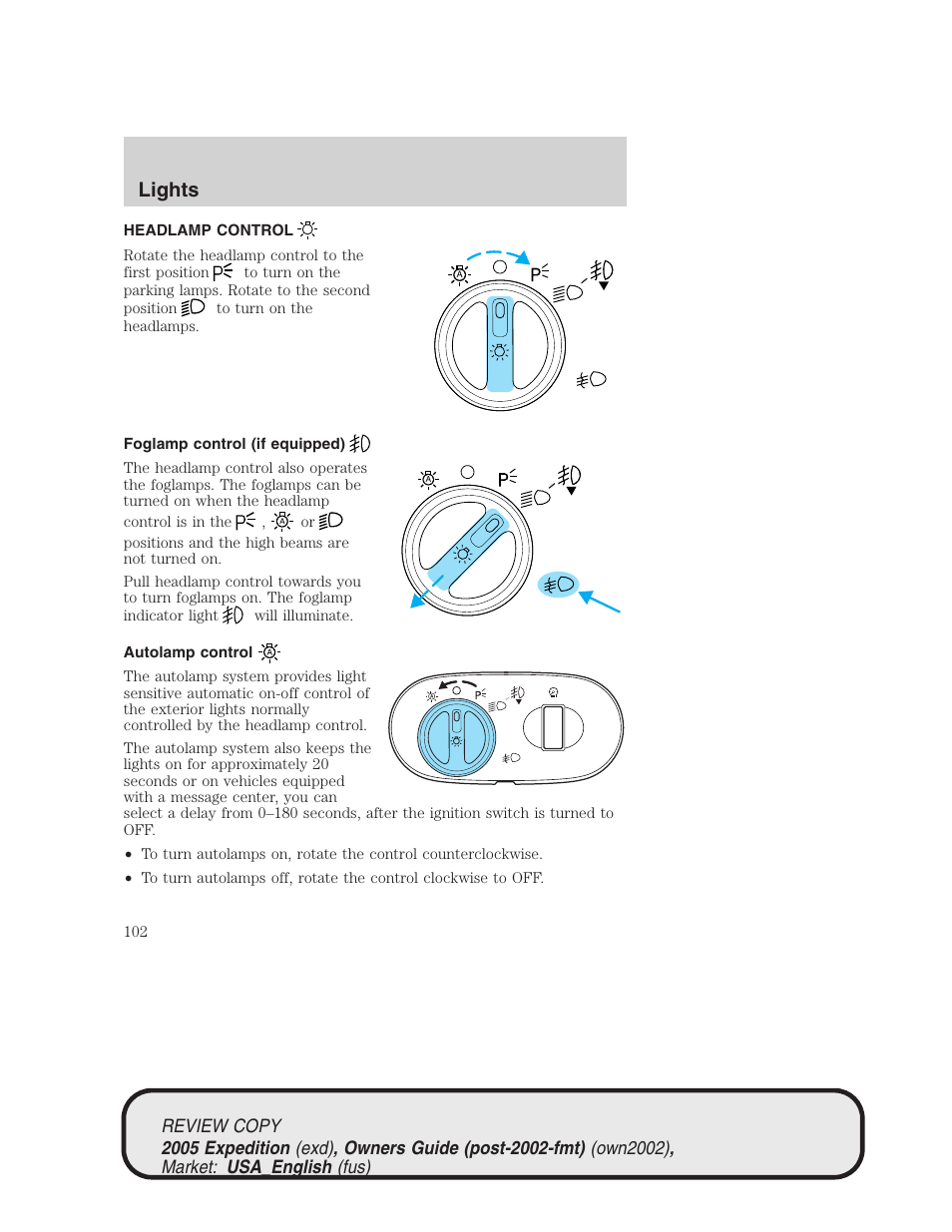 Lights | FORD 2005 Expedition v.1 User Manual | Page 102 / 368