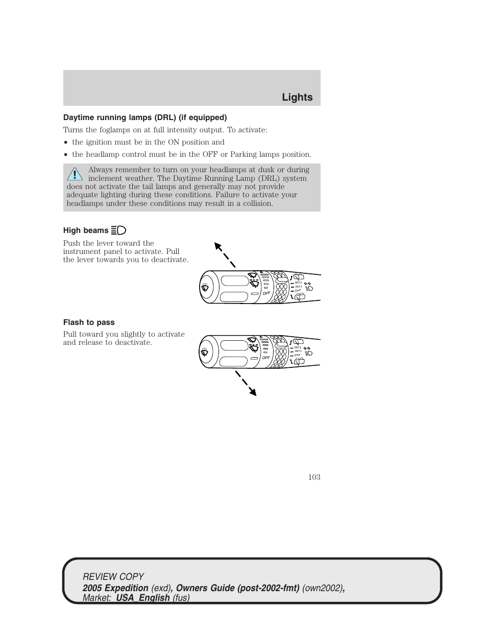 Lights | FORD 2005 Expedition v.1 User Manual | Page 103 / 368