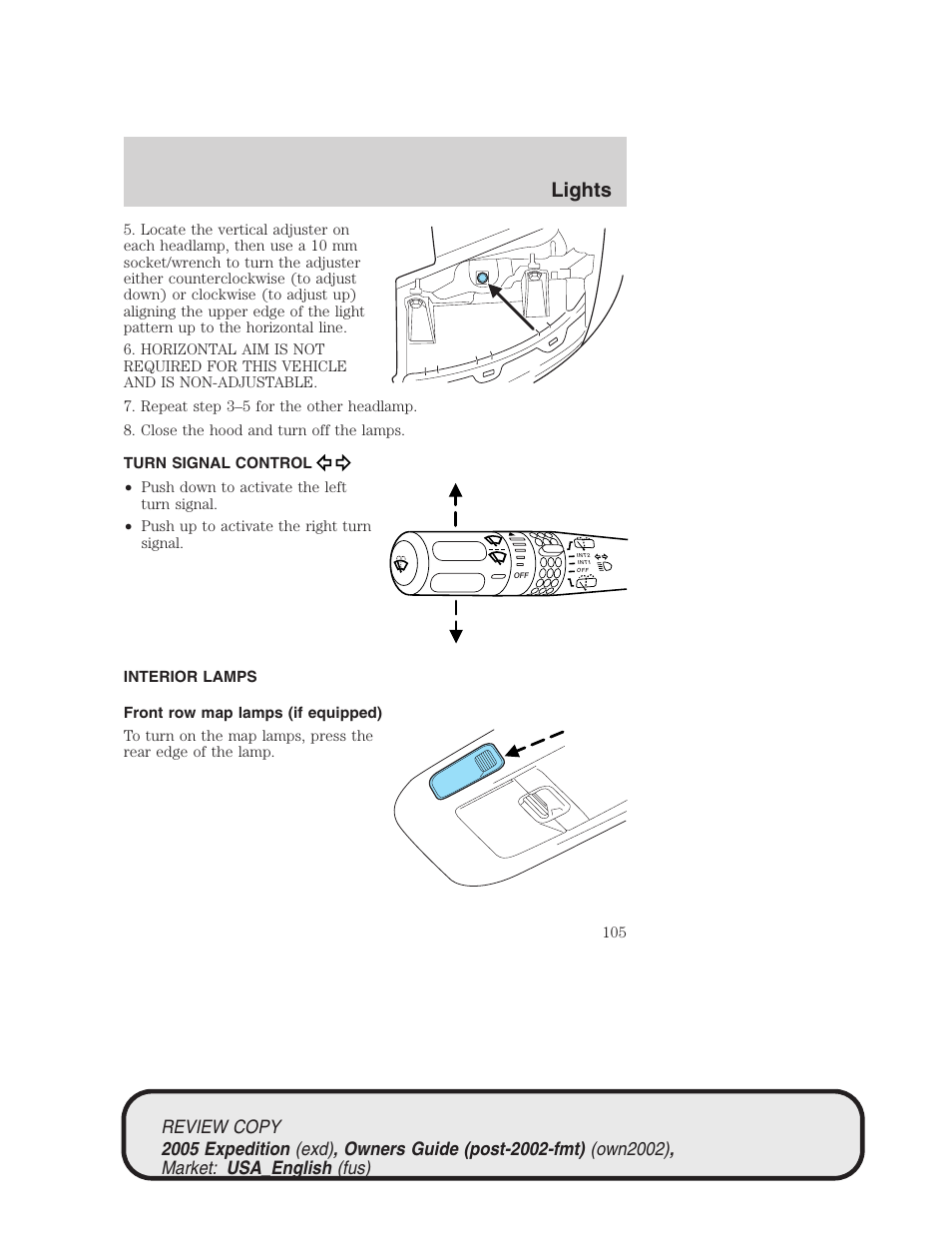 Lights | FORD 2005 Expedition v.1 User Manual | Page 105 / 368