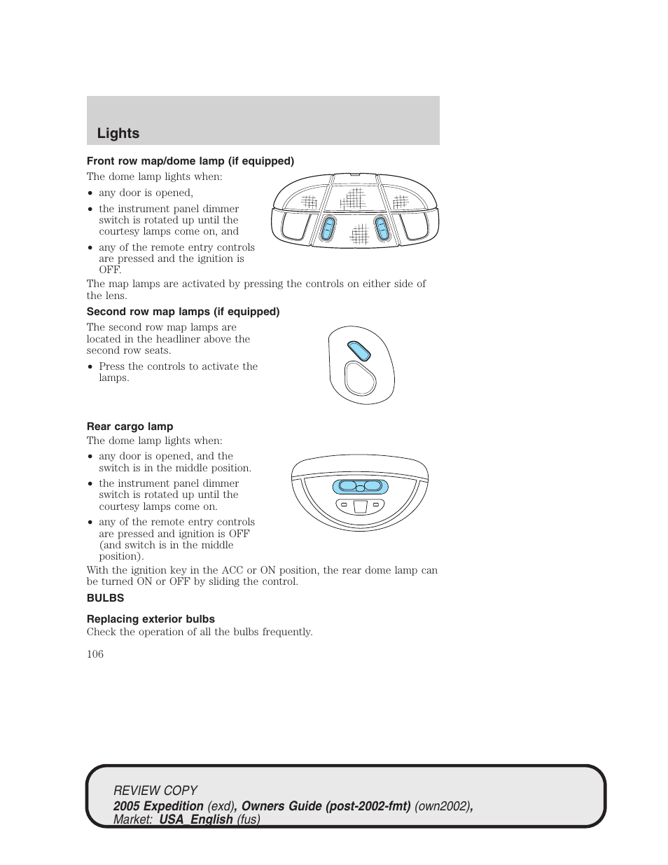 Lights | FORD 2005 Expedition v.1 User Manual | Page 106 / 368