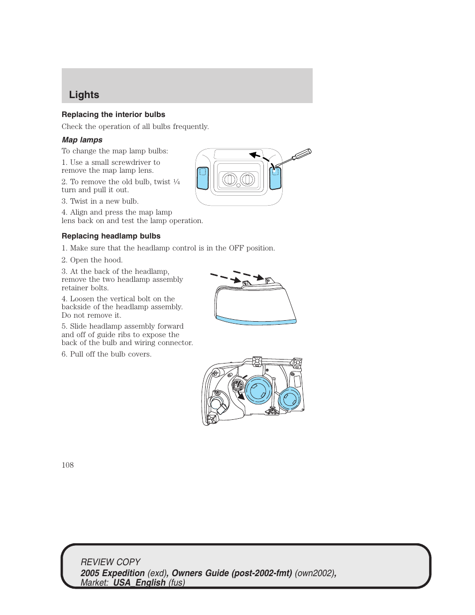 Lights | FORD 2005 Expedition v.1 User Manual | Page 108 / 368