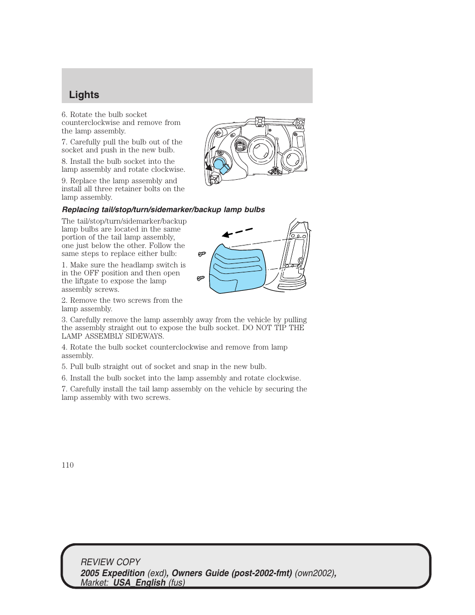 Lights | FORD 2005 Expedition v.1 User Manual | Page 110 / 368