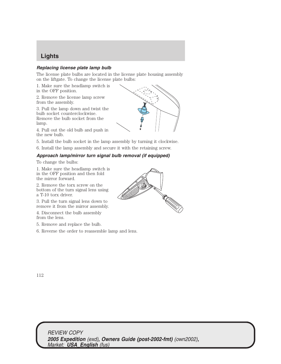 Lights | FORD 2005 Expedition v.1 User Manual | Page 112 / 368