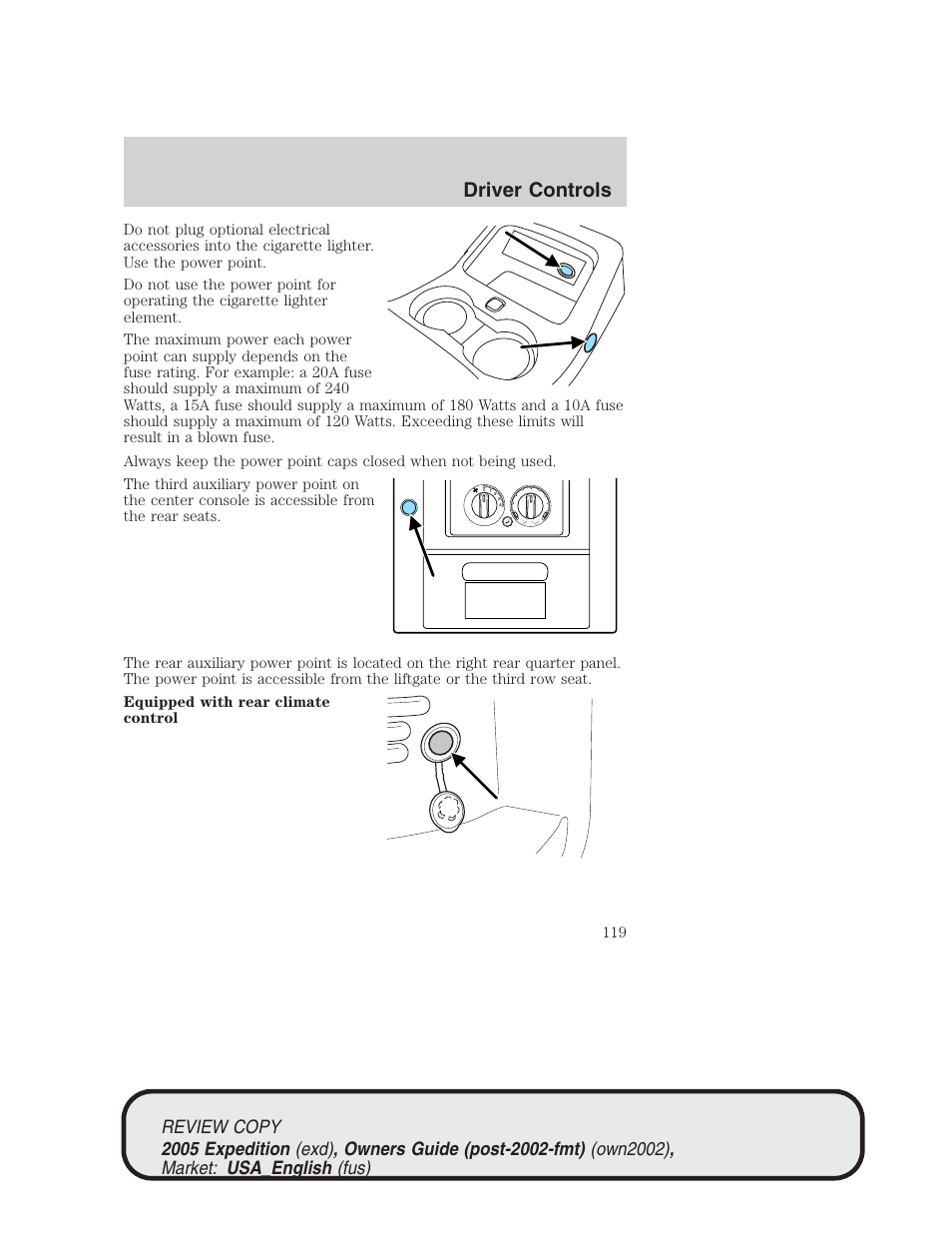 Driver controls | FORD 2005 Expedition v.1 User Manual | Page 119 / 368