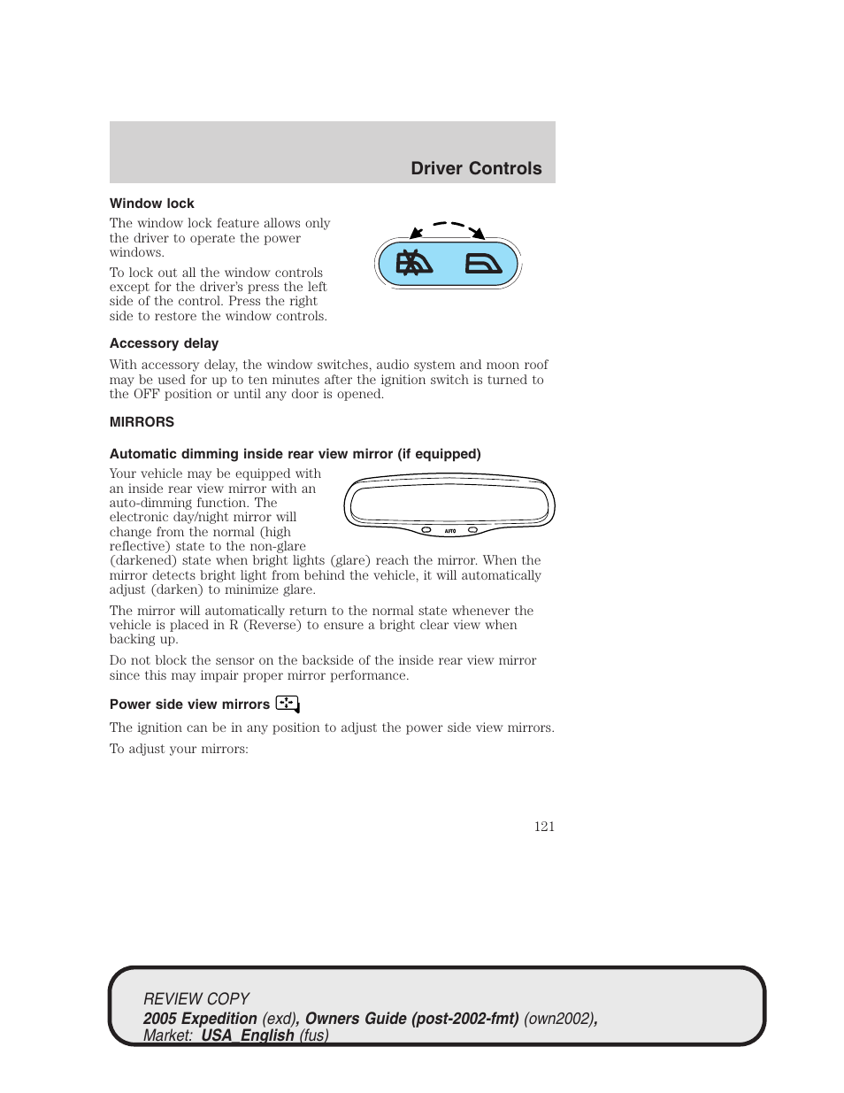 Driver controls | FORD 2005 Expedition v.1 User Manual | Page 121 / 368