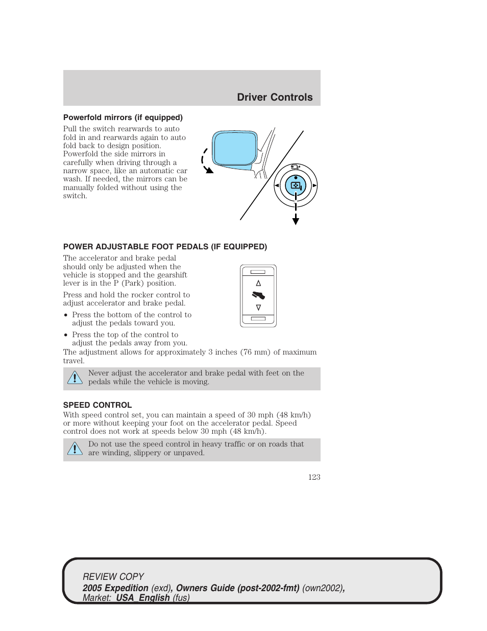 Driver controls | FORD 2005 Expedition v.1 User Manual | Page 123 / 368