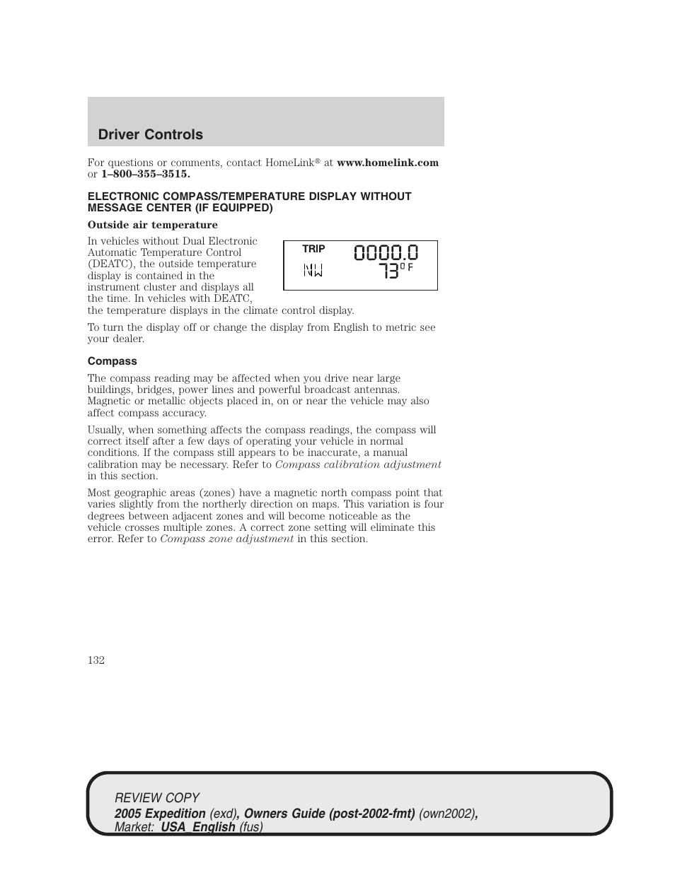 Driver controls | FORD 2005 Expedition v.1 User Manual | Page 132 / 368