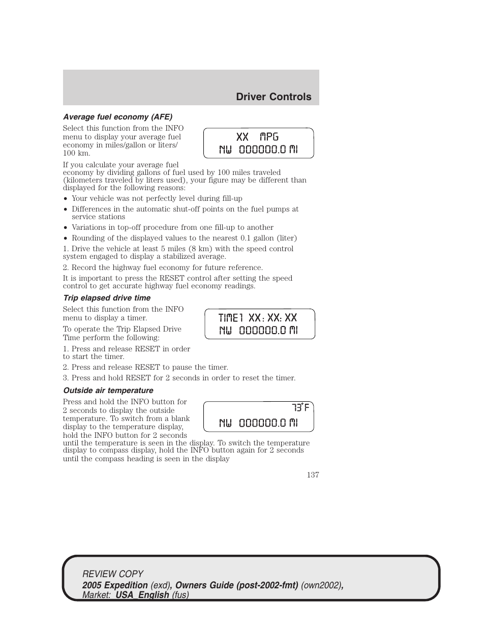Driver controls | FORD 2005 Expedition v.1 User Manual | Page 137 / 368