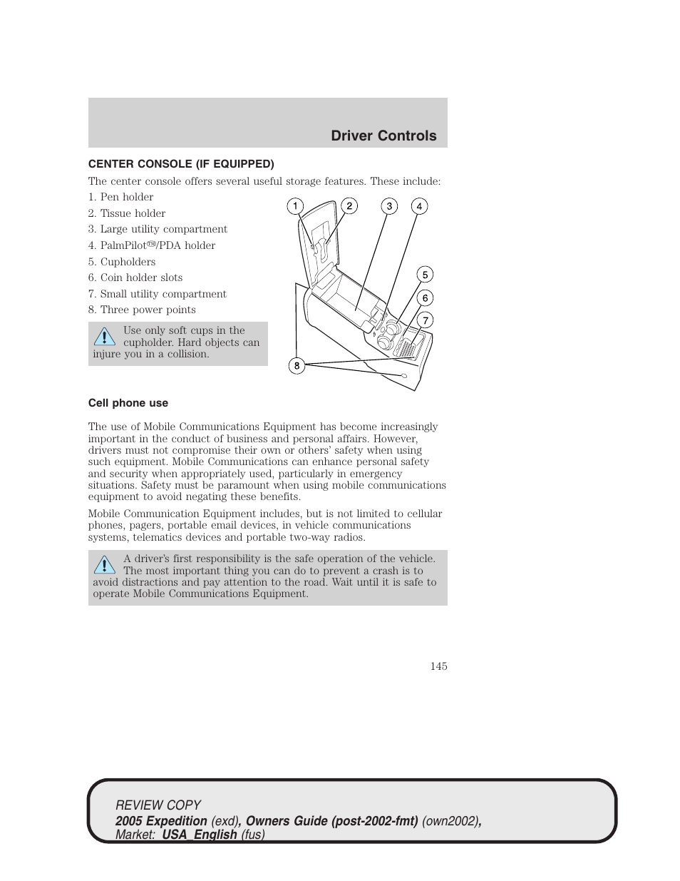 Driver controls | FORD 2005 Expedition v.1 User Manual | Page 145 / 368