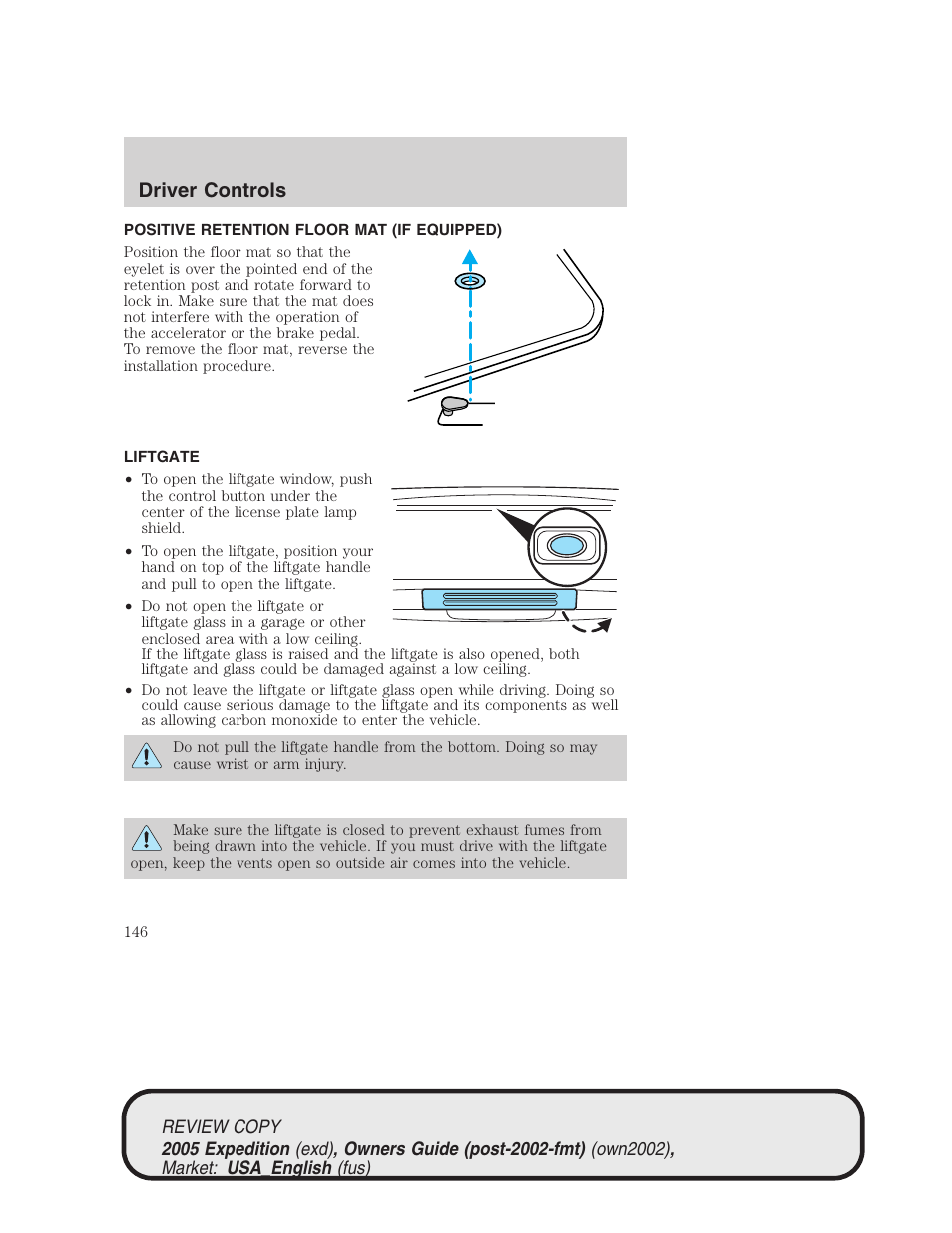 Driver controls | FORD 2005 Expedition v.1 User Manual | Page 146 / 368