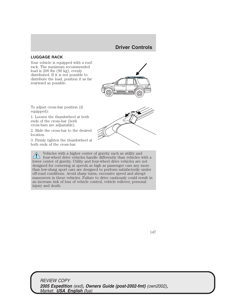Driver controls | FORD 2005 Expedition v.1 User Manual | Page 147 / 368