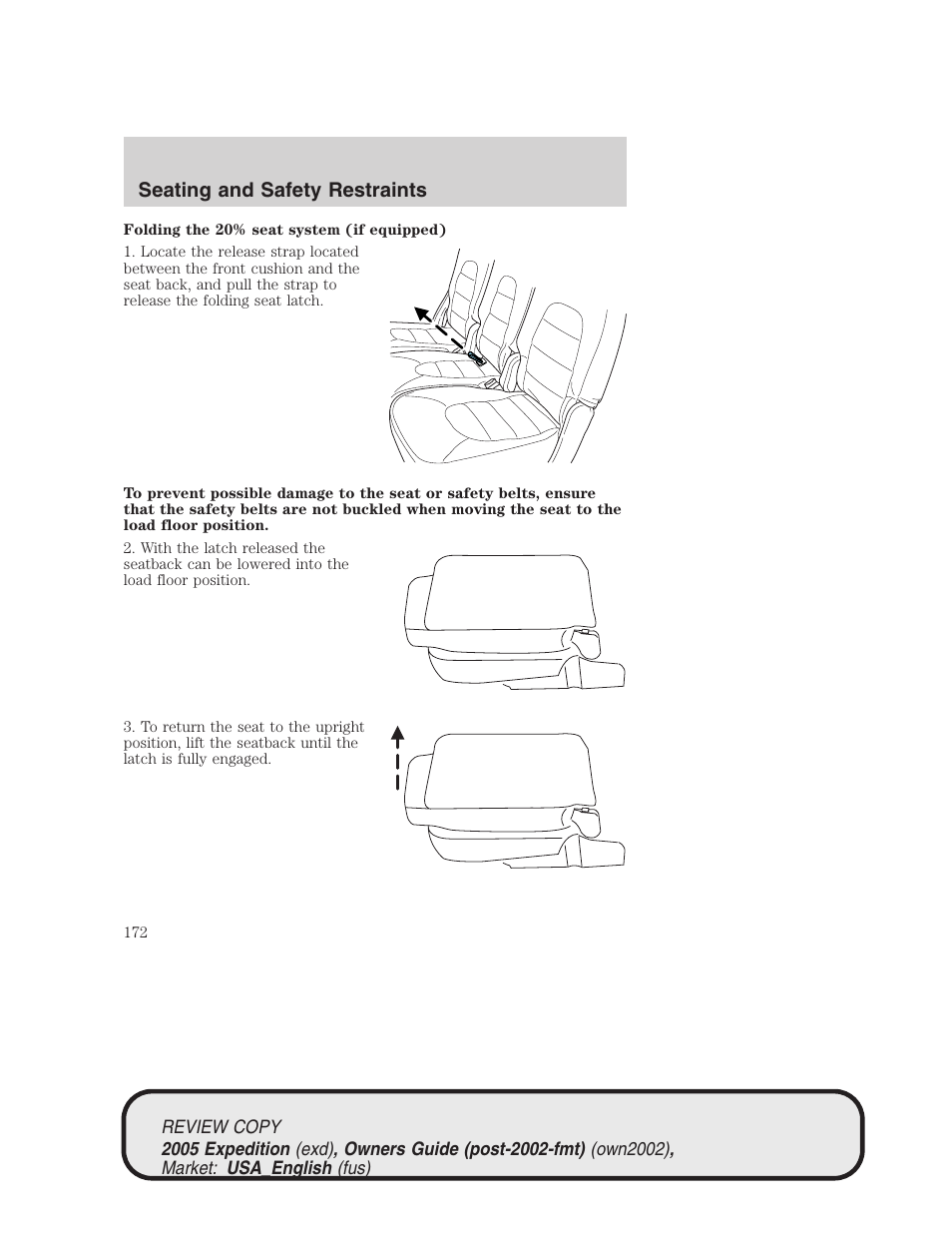 Seating and safety restraints | FORD 2005 Expedition v.1 User Manual | Page 172 / 368