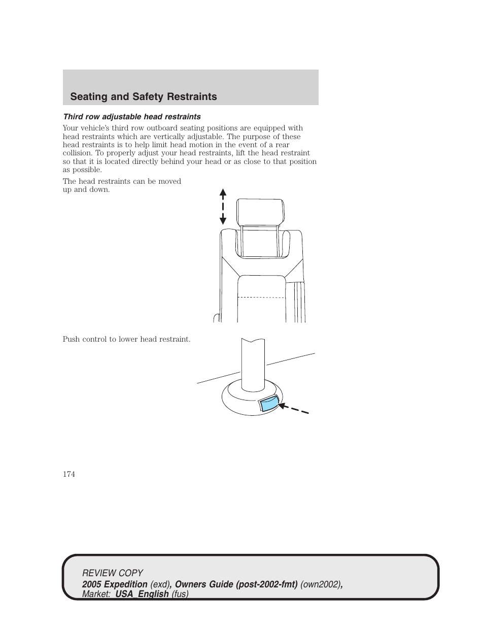 Seating and safety restraints | FORD 2005 Expedition v.1 User Manual | Page 174 / 368