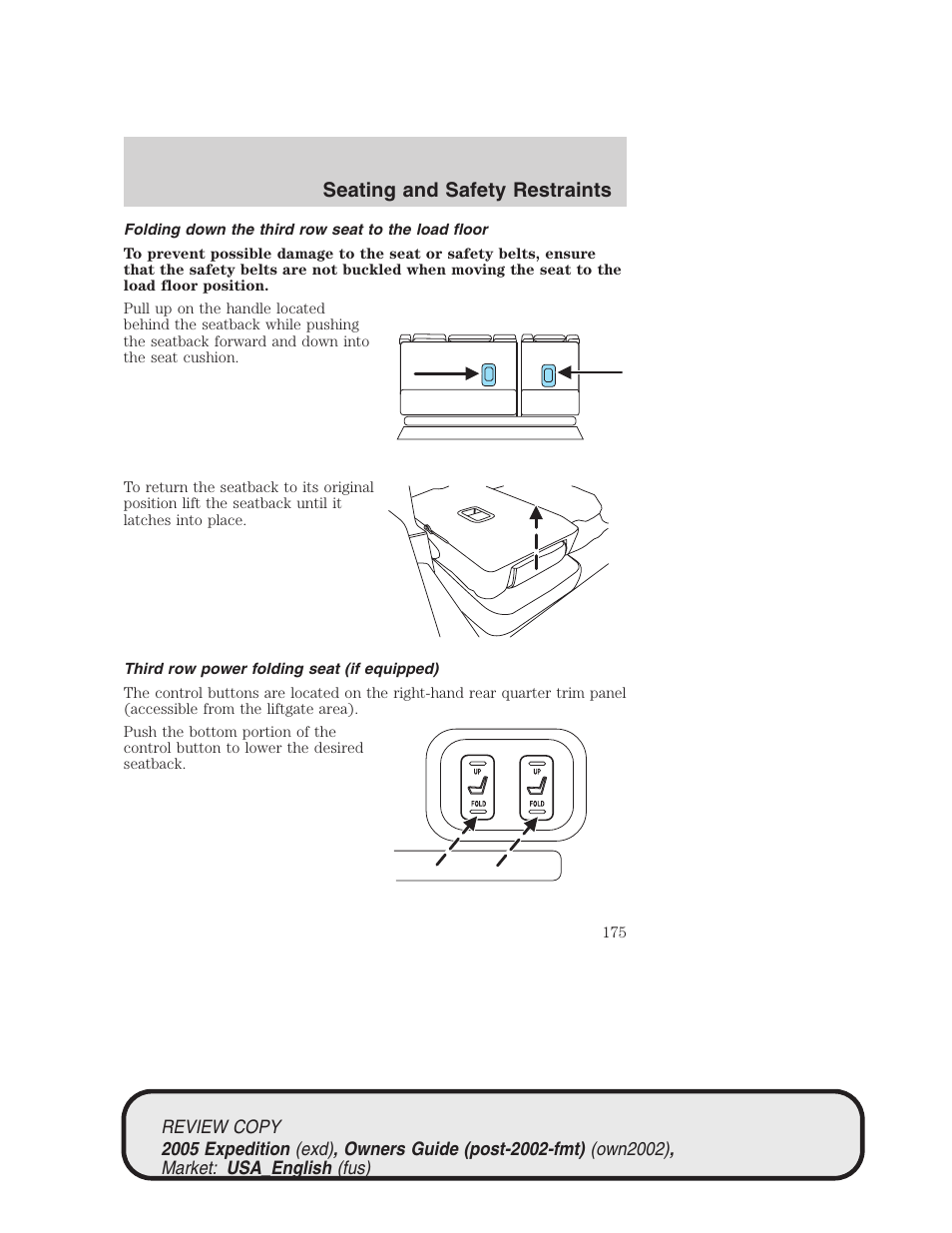 Seating and safety restraints | FORD 2005 Expedition v.1 User Manual | Page 175 / 368