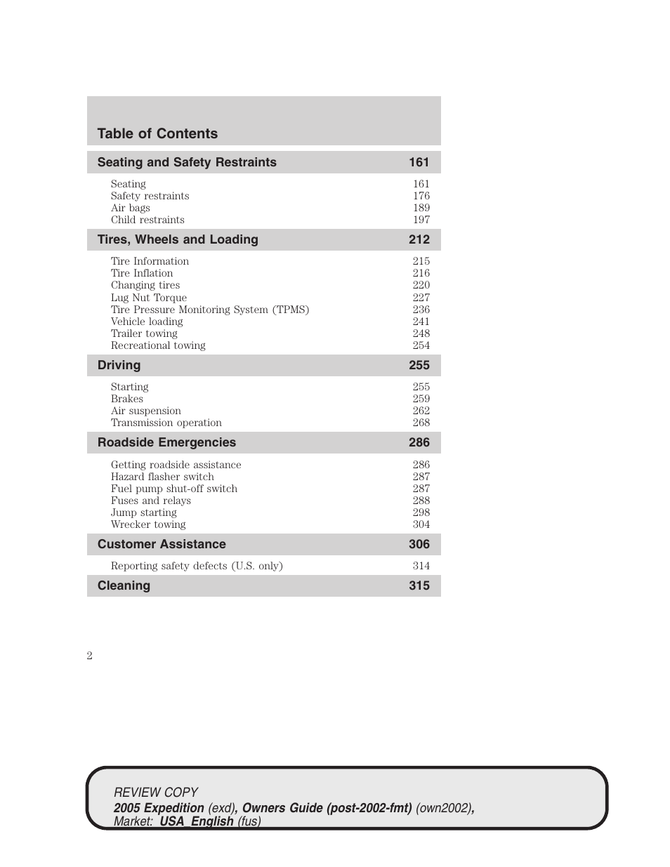 FORD 2005 Expedition v.1 User Manual | Page 2 / 368