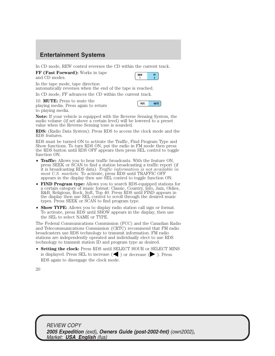 Entertainment systems | FORD 2005 Expedition v.1 User Manual | Page 20 / 368
