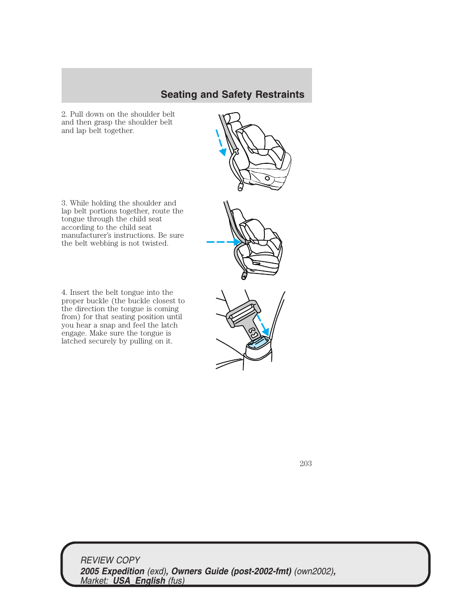 Seating and safety restraints | FORD 2005 Expedition v.1 User Manual | Page 203 / 368