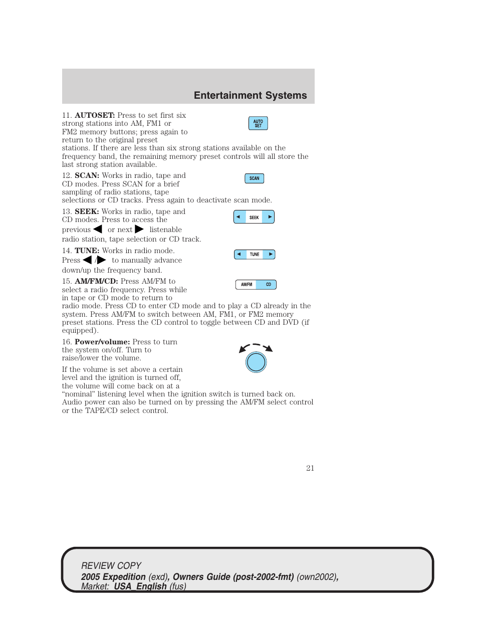 Entertainment systems | FORD 2005 Expedition v.1 User Manual | Page 21 / 368