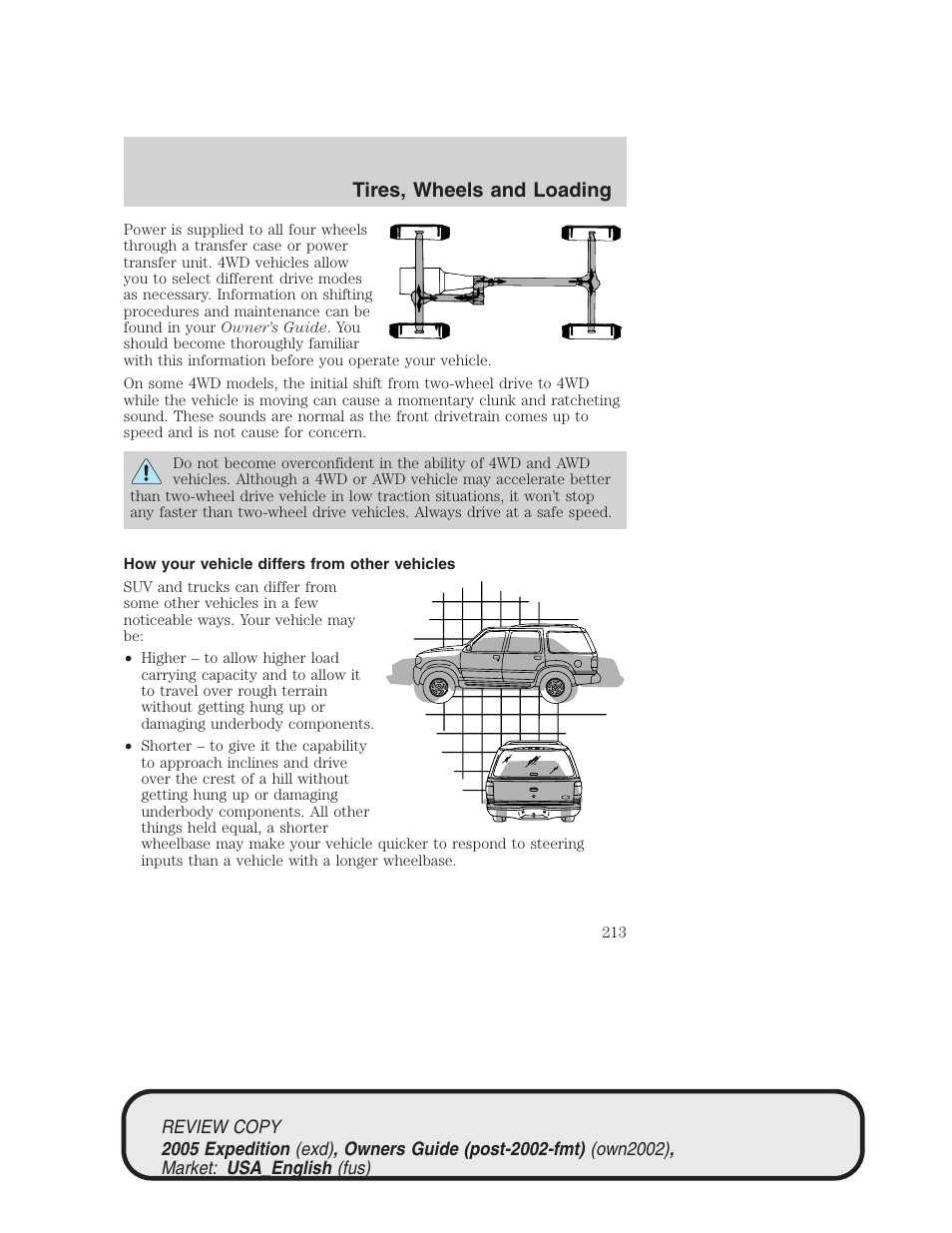 Tires, wheels and loading | FORD 2005 Expedition v.1 User Manual | Page 213 / 368
