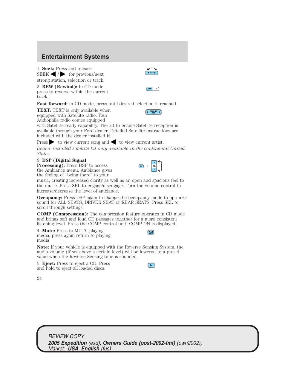Entertainment systems | FORD 2005 Expedition v.1 User Manual | Page 24 / 368