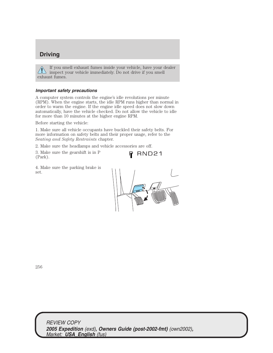 Driving | FORD 2005 Expedition v.1 User Manual | Page 256 / 368