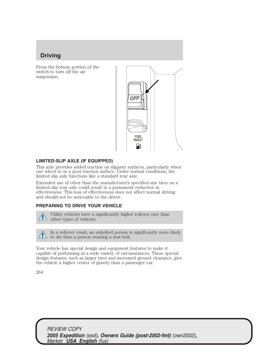 Driving | FORD 2005 Expedition v.1 User Manual | Page 264 / 368