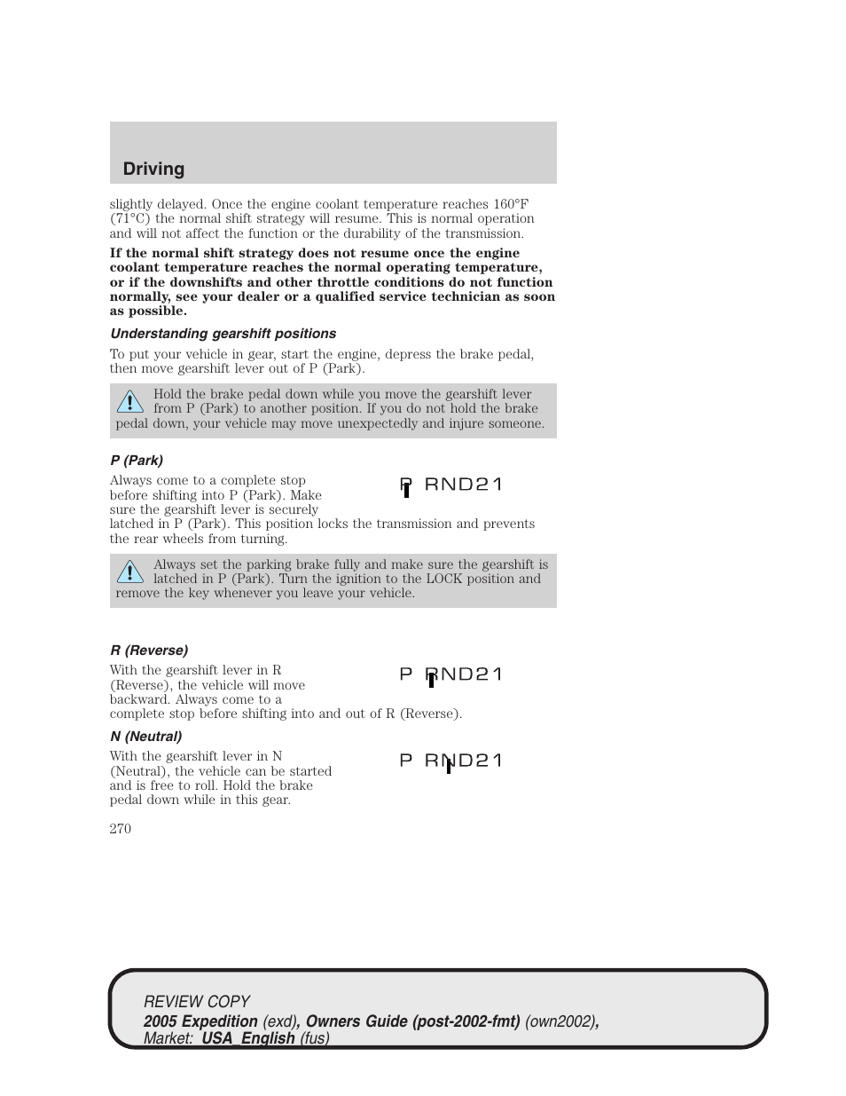 Driving | FORD 2005 Expedition v.1 User Manual | Page 270 / 368