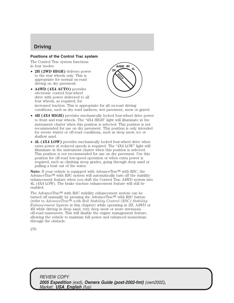 Driving | FORD 2005 Expedition v.1 User Manual | Page 276 / 368