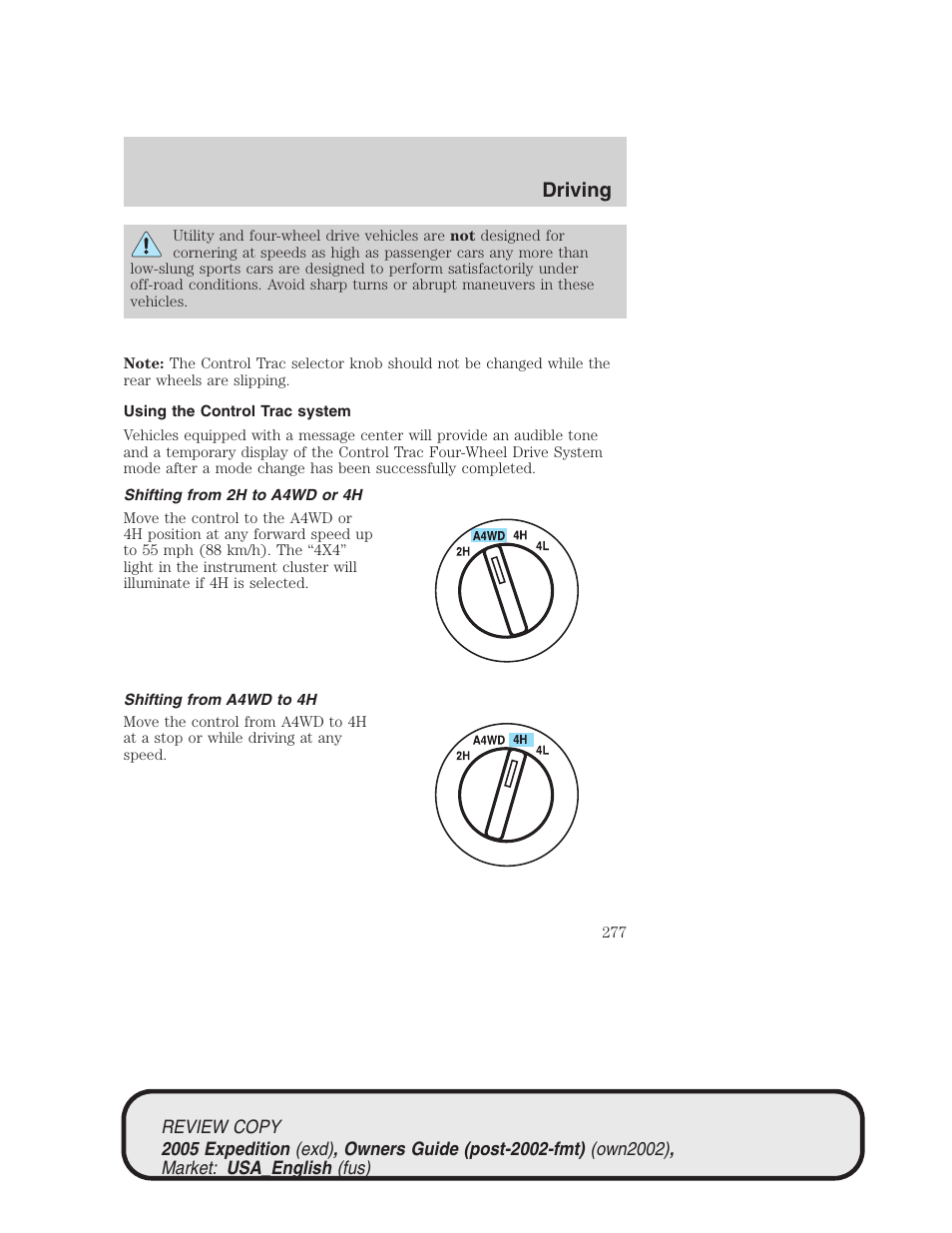 Driving | FORD 2005 Expedition v.1 User Manual | Page 277 / 368