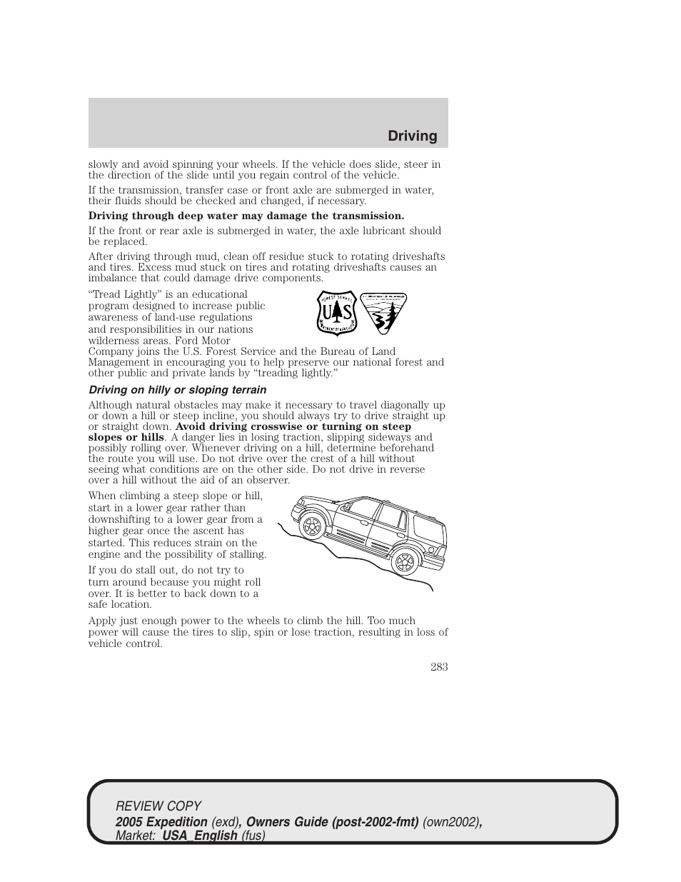 Driving | FORD 2005 Expedition v.1 User Manual | Page 283 / 368