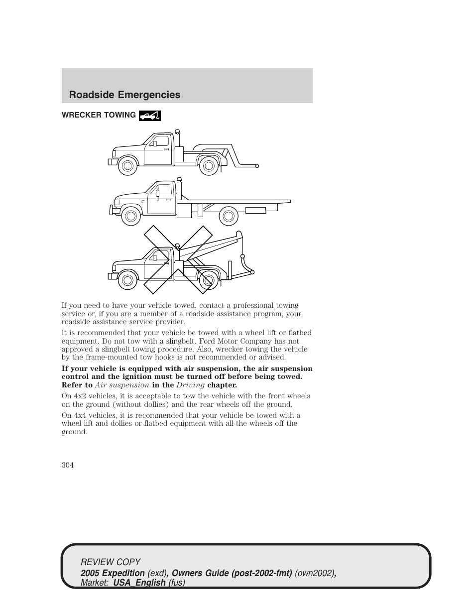 Roadside emergencies | FORD 2005 Expedition v.1 User Manual | Page 304 / 368