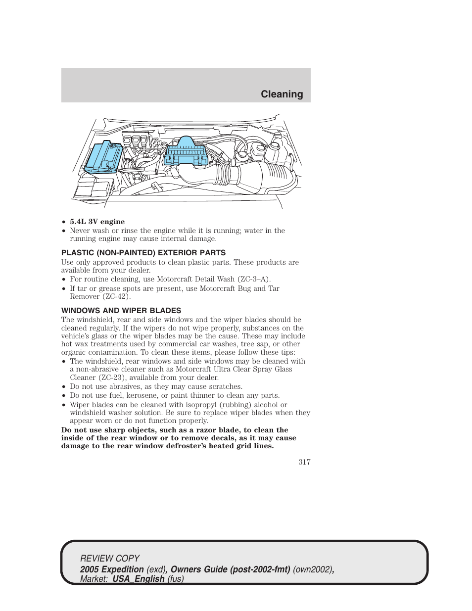 Cleaning | FORD 2005 Expedition v.1 User Manual | Page 317 / 368