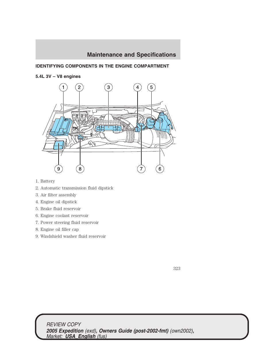 Maintenance and specifications | FORD 2005 Expedition v.1 User Manual | Page 323 / 368